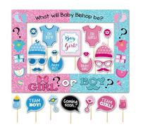 Dusenly 23pcs Unisex Baby Shower Party Photo Booth Props Gender Reveal Photo Frame Decoration Boy Or Girl for Baby Shower Decorations Supplies