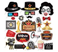 Dusenly 25pcs Movie Night Photo Booth Props Party Photobooth Props for Movie Night, Bachelorette, Birthday Decorations