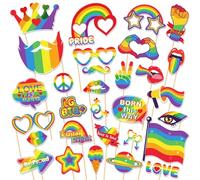Dusenly 30pcs Rainbow Gay Pride Party Photo Booth Props Gay Pride Rainbow Photo Props Event Fancy Dress Accessories