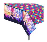 Dusenly Colorful Grid Disco Party Tablecloth Plastic Table Cover for 70s 80s 90s Disco Hip Hop Theme Birthday Party Supplies