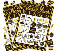 Dusenly Happy New Year Bingo Game Cards for Kids Adults 24 Players Holiday Party Game Supplies 2026 New Years Eve Party Supplies Gifts