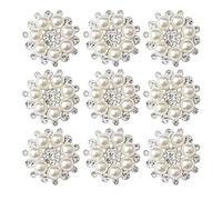Dusenly Pack of 10 Rhinestone Embellishments Craft Flower Buttons Faux Pearl for DIY Decoration