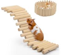 Duseu 2PCS Hamster Bridge, 11.8In Hamster Fence, Wooden Hamster Accessory, Hamster Cage Decor and Platforms
