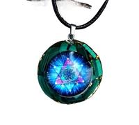 DUSHIABU 1PC Malachite Chakra Energy Orgonite Pendant Necklace, Malachite Chakra Energy Orgonite Pendant: Sri Yantra Sacred Geometry, ROC