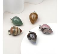 DUSHIABU 1pc Simple Drop Shaped Natural Stone Pendant Inverted Cone Smooth Texture Necklace Accessories for Men and Women(Black Striped Agate)