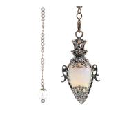 DUSHIABU Big Natural Stone Pendant Crystal Pendulums Divination Black Obsidian Amethysts Lapis Pink Quartz Reiki Spiritual Pendulo(Opal 1)