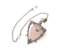 DUSHIABU Big Natural Stone Pendant Crystal Pendulums Divination Black Obsidian Amethysts Lapis Pink Quartz Reiki Spiritual Pendulo(Rose Quartz 2)