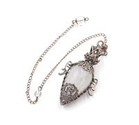 DUSHIABU Big Natural Stone Pendant Crystal Pendulums Divination Black Obsidian Amethysts Lapis Pink Quartz Reiki Spiritual Pendulo(Rock Crystal 1)