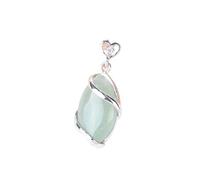 DUSHIABU Classic Horse Eye Shaped Pendant Natural Stones Pendulum Silver-Color Pendants for Necklaces Women Men Fashion Jewelry(Green Aventurine)