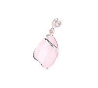 DUSHIABU Classic Horse Eye Shaped Pendant Natural Stones Pendulum Silver-Color Pendants for Necklaces Women Men Fashion Jewelry(Rose Quartz)