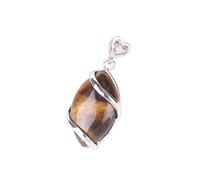 DUSHIABU Classic Horse Eye Shaped Pendant Natural Stones Pendulum Silver-Color Pendants for Necklaces Women Men Fashion Jewelry(Tiger Eye)