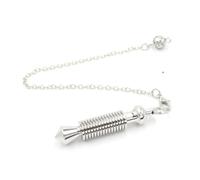 DUSHIABU Copper Metal Pendulums for Dowsing Divination 16 Ring Spiral Pointed Pendant Pendulum Healing Scrying Brass Pendulos(Silver)