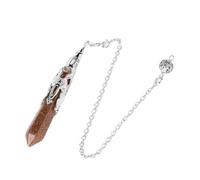 DUSHIABU Crystal Pendulum for Divination Dowsing Gem Stone Pendant Antique Bronze Quartz Divinatory Pendulums Pendulo Pendules(Brown Sand 1)