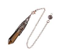 DUSHIABU Crystal Pendulum for Divination Dowsing Gem Stone Pendant Antique Bronze Quartz Divinatory Pendulums Pendulo Pendules(Tiger Eye)