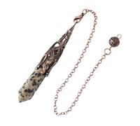 DUSHIABU Crystal Pendulum for Divination Dowsing Gem Stone Pendant Antique Bronze Quartz Divinatory Pendulums Pendulo Pendules(Dalmation Jasper)
