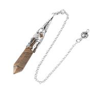 DUSHIABU Crystal Pendulum for Divination Dowsing Gem Stone Pendant Antique Bronze Quartz Divinatory Pendulums Pendulo Pendules(Picture Jasper 1)