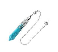 DUSHIABU Crystal Pendulum for Divination Dowsing Gem Stone Pendant Antique Bronze Quartz Divinatory Pendulums Pendulo Pendules(Blue Turquoise)
