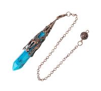 DUSHIABU Crystal Pendulum for Divination Dowsing Gem Stone Pendant Antique Bronze Quartz Divinatory Pendulums Pendulo Pendules(Blue Veins Agate)