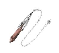 DUSHIABU Crystal Pendulum for Divination Dowsing Gem Stone Pendant Antique Bronze Quartz Divinatory Pendulums Pendulo Pendules(Line Rhodonite 1)