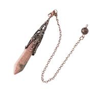 DUSHIABU Crystal Pendulum for Divination Dowsing Gem Stone Pendant Antique Bronze Quartz Divinatory Pendulums Pendulo Pendules(Line Rhodonite)