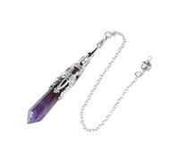 DUSHIABU Crystal Pendulum for Divination Dowsing Gem Stone Pendant Antique Bronze Quartz Divinatory Pendulums Pendulo Pendules(Amethyst 1)