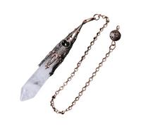 DUSHIABU Crystal Pendulum for Divination Dowsing Gem Stone Pendant Antique Bronze Quartz Divinatory Pendulums Pendulo Pendules(White Crystal)