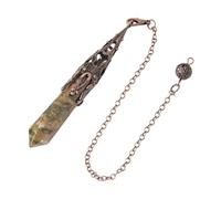 DUSHIABU Crystal Pendulum for Divination Dowsing Gem Stone Pendant Antique Bronze Quartz Divinatory Pendulums Pendulo Pendules(Unakite)