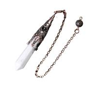 DUSHIABU Crystal Pendulum for Divination Dowsing Gem Stone Pendant Antique Bronze Quartz Divinatory Pendulums Pendulo Pendules(Howlite)