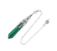 DUSHIABU Crystal Pendulum for Divination Dowsing Gem Stone Pendant Antique Bronze Quartz Divinatory Pendulums Pendulo Pendules(Malachite 1)