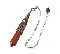 DUSHIABU Crystal Pendulum for Divination Dowsing Gem Stone Pendant Antique Bronze Quartz Divinatory Pendulums Pendulo Pendules(Red Jasper)