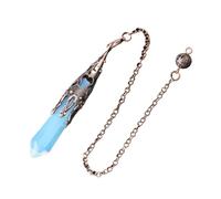 DUSHIABU Crystal Pendulum for Divination Dowsing Gem Stone Pendant Antique Bronze Quartz Divinatory Pendulums Pendulo Pendules(Opal)