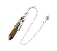 DUSHIABU Crystal Pendulum for Divination Dowsing Gem Stone Pendant Antique Bronze Quartz Divinatory Pendulums Pendulo Pendules(Tiger Eye 1)