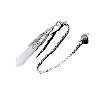 DUSHIABU Crystal Pendulum for Divination Dowsing Gem Stone Pendant Antique Bronze Quartz Divinatory Pendulums Pendulo Pendules(White Crystal 1)