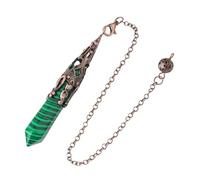 DUSHIABU Crystal Pendulum for Divination Dowsing Gem Stone Pendant Antique Bronze Quartz Divinatory Pendulums Pendulo Pendules(Malachite)
