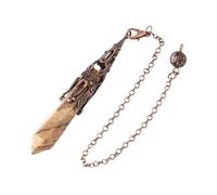 DUSHIABU Crystal Pendulum for Divination Dowsing Gem Stone Pendant Antique Bronze Quartz Divinatory Pendulums Pendulo Pendules(Picture Jasper)