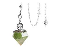 DUSHIABU Crystal Pendulum Reiki Natural Stone Pendant Tree of Life for Dowsing Scrying Divination Pendulo(Oliver Green)