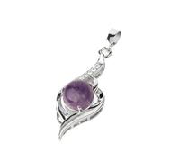 DUSHIABU Devil's Eye Pendant Necklaces Natural Stone Crystal Micro Inlay Zircon Heart Shape Pendants Amulet Women Charm Jewelry(Amethyst)