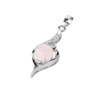 DUSHIABU Devil's Eye Pendant Necklaces Natural Stone Crystal Micro Inlay Zircon Heart Shape Pendants Amulet Women Charm Jewelry(Rose Quartz)