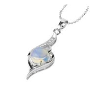 DUSHIABU Devil's Eye Pendant Necklaces Natural Stone Crystal Micro Inlay Zircon Heart Shape Pendants Amulet Women Charm Jewelry(Opal Chain)