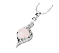 DUSHIABU Devil's Eye Pendant Necklaces Natural Stone Crystal Micro Inlay Zircon Heart Shape Pendants Amulet Women Charm Jewelry(Rose Quartz Chain)