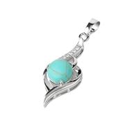 DUSHIABU Devil's Eye Pendant Necklaces Natural Stone Crystal Micro Inlay Zircon Heart Shape Pendants Amulet Women Charm Jewelry(Turquoise)
