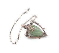 DUSHIABU Healing Natural Stone Crystal Pendulums for Divination Black Obsidian Pendant Quartz Pendulum Dowsing Spiritual Pendulos(Imitation Rhodium Plated)