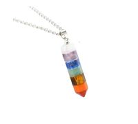 DUSHIABU Healing Pendulum for Divination Energy Natural Crystal 7 Chakra Orgonite Pendulum Hexagonal Pointed Reiki Orgone Pendant Jewelry(6)