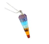 DUSHIABU Healing Pendulum for Divination Energy Natural Crystal 7 Chakra Orgonite Pendulum Hexagonal Pointed Reiki Orgone Pendant Jewelry(2)