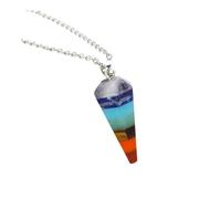 DUSHIABU Healing Pendulum for Divination Energy Natural Crystal 7 Chakra Orgonite Pendulum Hexagonal Pointed Reiki Orgone Pendant Jewelry(7)