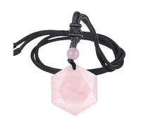 DUSHIABU Magen David Pendant Natural Healing Ameheyst Crystal Rose Quartz Onyx Hexagram Star of Stone Rope Chain Necklace(Rose Quartz)
