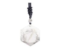 DUSHIABU Magen David Pendant Natural Healing Ameheyst Crystal Rose Quartz Onyx Hexagram Star of Stone Rope Chain Necklace(White Howlite)