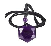 DUSHIABU Magen David Pendant Natural Healing Ameheyst Crystal Rose Quartz Onyx Hexagram Star of Stone Rope Chain Necklace(Amethyst)