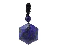DUSHIABU Magen David Pendant Natural Healing Ameheyst Crystal Rose Quartz Onyx Hexagram Star of Stone Rope Chain Necklace(Lapis Lazuli)