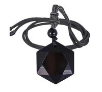 DUSHIABU Magen David Pendant Natural Healing Ameheyst Crystal Rose Quartz Onyx Hexagram Star of Stone Rope Chain Necklace(Black Agate)